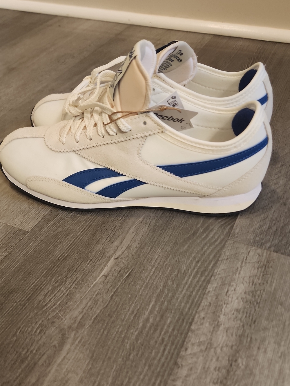 Reebok Classic Low-Top White Sneakers with Blue Accents
